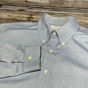 Brooks Brothers Original Polo Shirt Mens 16-35 Non‎ Iron Blue Button Down